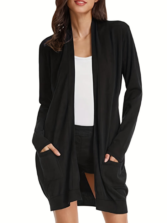 Casual Long Sleeve Open Front Cardigan Plus Size