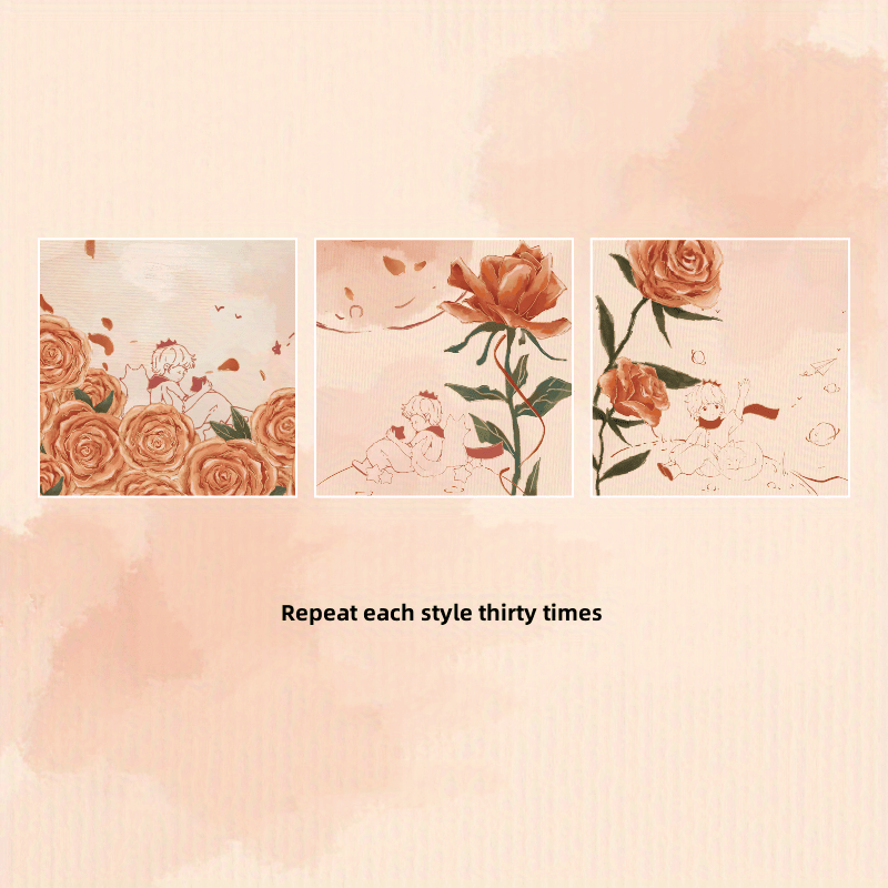 90pcs Gilded Three Pack Sticky Notes Rose Metaphor Series