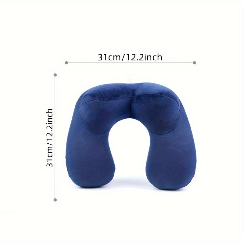 Travel Inflatable U-shaped Pillow Soft Flocking Pillow for Camping