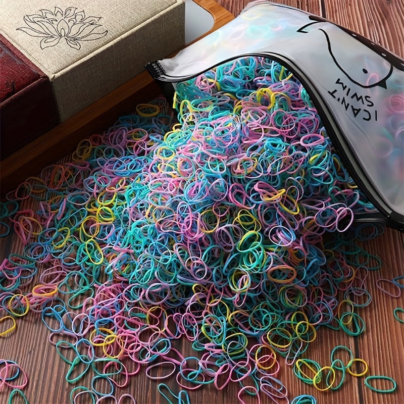 1000pcs Candy Skin Bands Women Colorful Hair Rings Hair Accessories