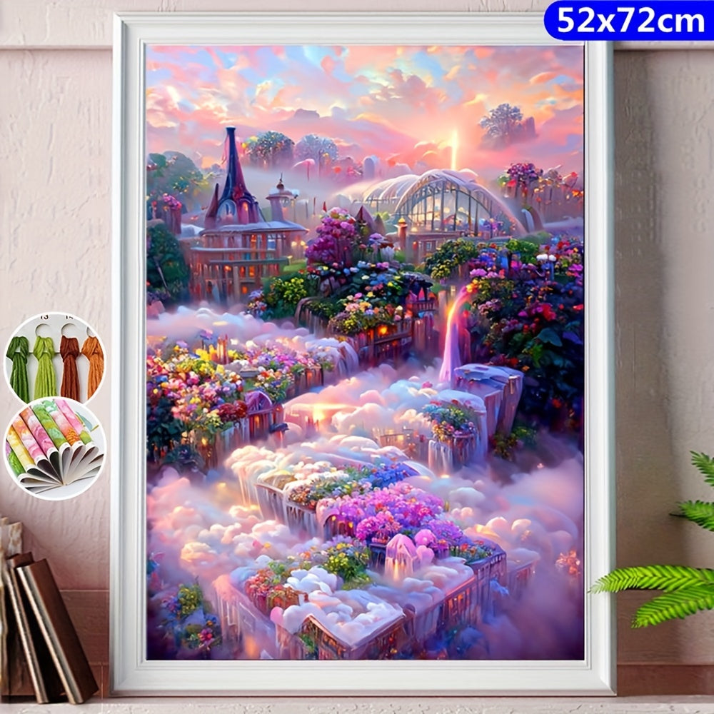DIY Castle On The Clouds Cross Stitch Kit 11CT Printed Canvas Embroidery