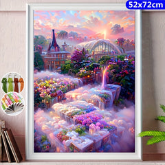 DIY Castle On The Clouds Cross Stitch Kit 11CT Printed Canvas Embroidery