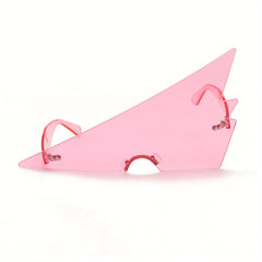 Y2K Rimless Triangle Sunglasses Candy One piece Beach Party Glasses UV400