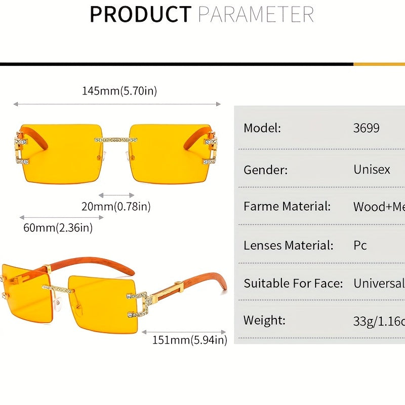 Men's Retro Wooden Leg Sunglasses Square Frame