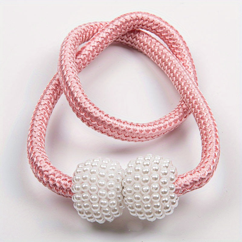 1PCS Pearl Curtain Magnetic Buckle Punching Installation Curtain Binding Strap