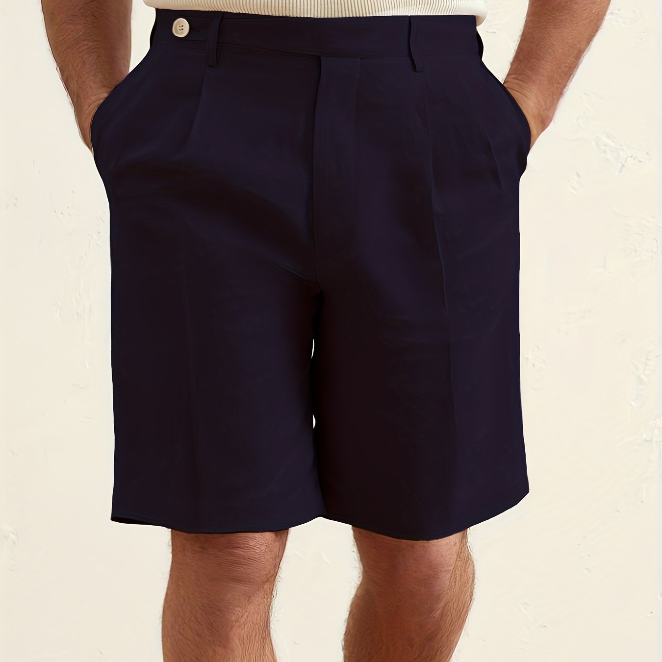 Solid Cotton Classic Dress Shorts Men's Formal Summer Business Wedding Party