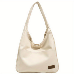 Retro Casual Hobo Bag Large Capacity Solid PU Shoulder Bag Women's Tote Bag