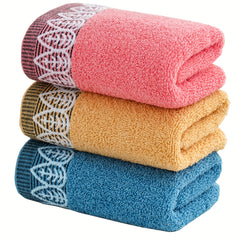 3pcs Leaf Embroidered Hand Towel Soft Absorbent Face Towel For Bathroom