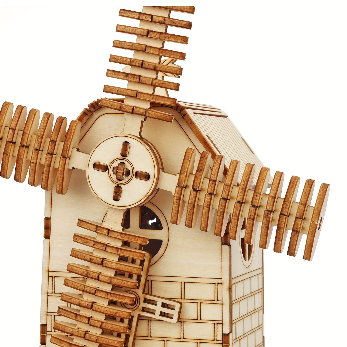 3D Wooden Windmill Puzzle Music Box Golden Mechanical Model Ideal Gift