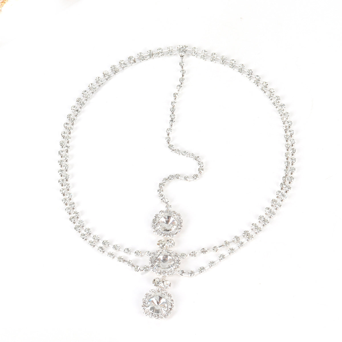 Boho Rhinestone Head Chain Jewelry Golden Bridal Headpiece