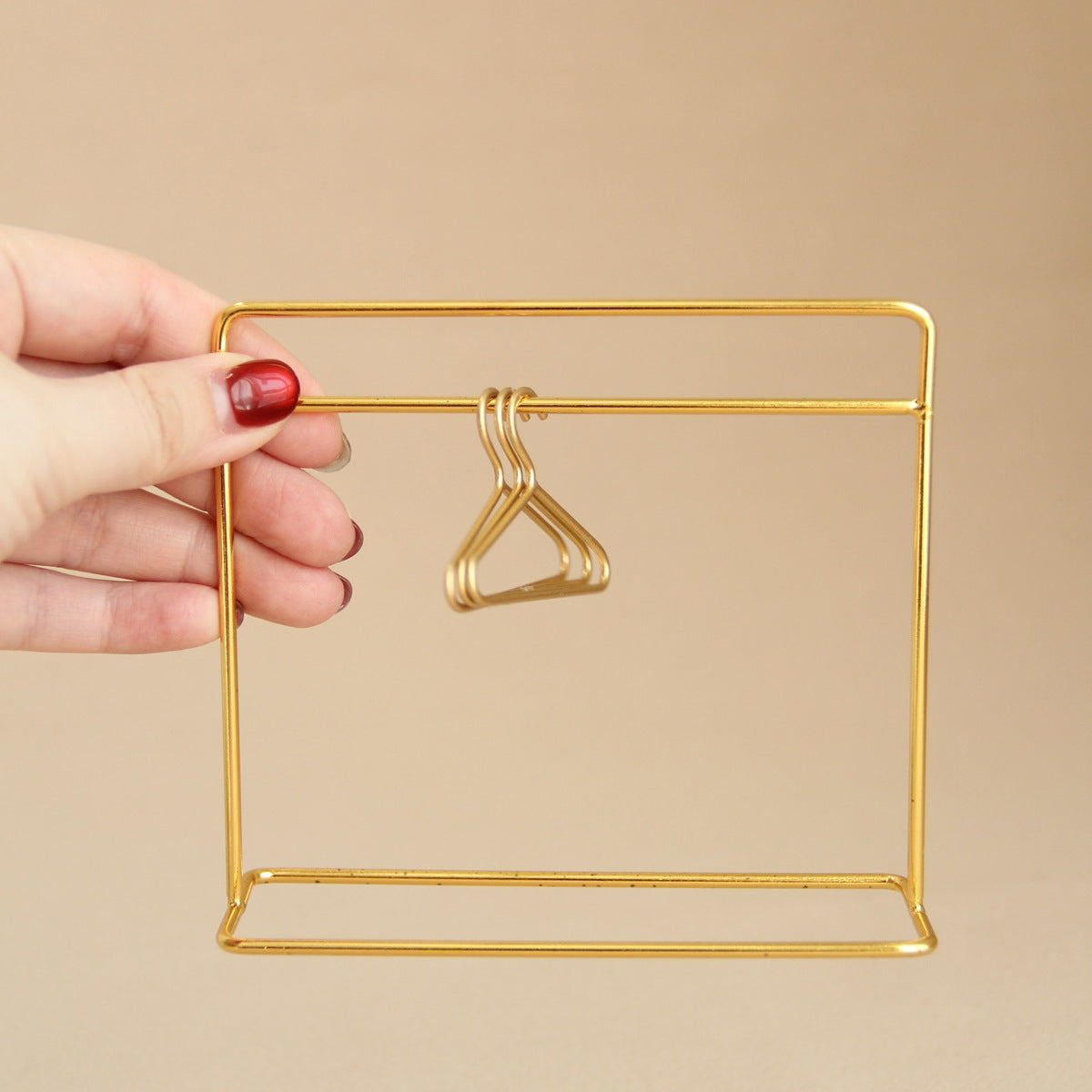 Mini Coat Rack Set with 3 Hangers - Golden Finish