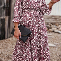  Boho Flounce Sleeve Dress