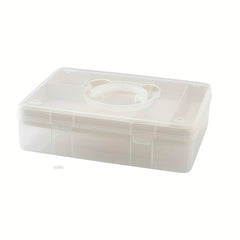 Shidai Liangpin Bear Stationery Storage Box - 2-Layer Transparent Plastic