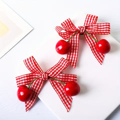 2pcs Cherry Hair Clips Mixed Bowknot Hair Accessories
