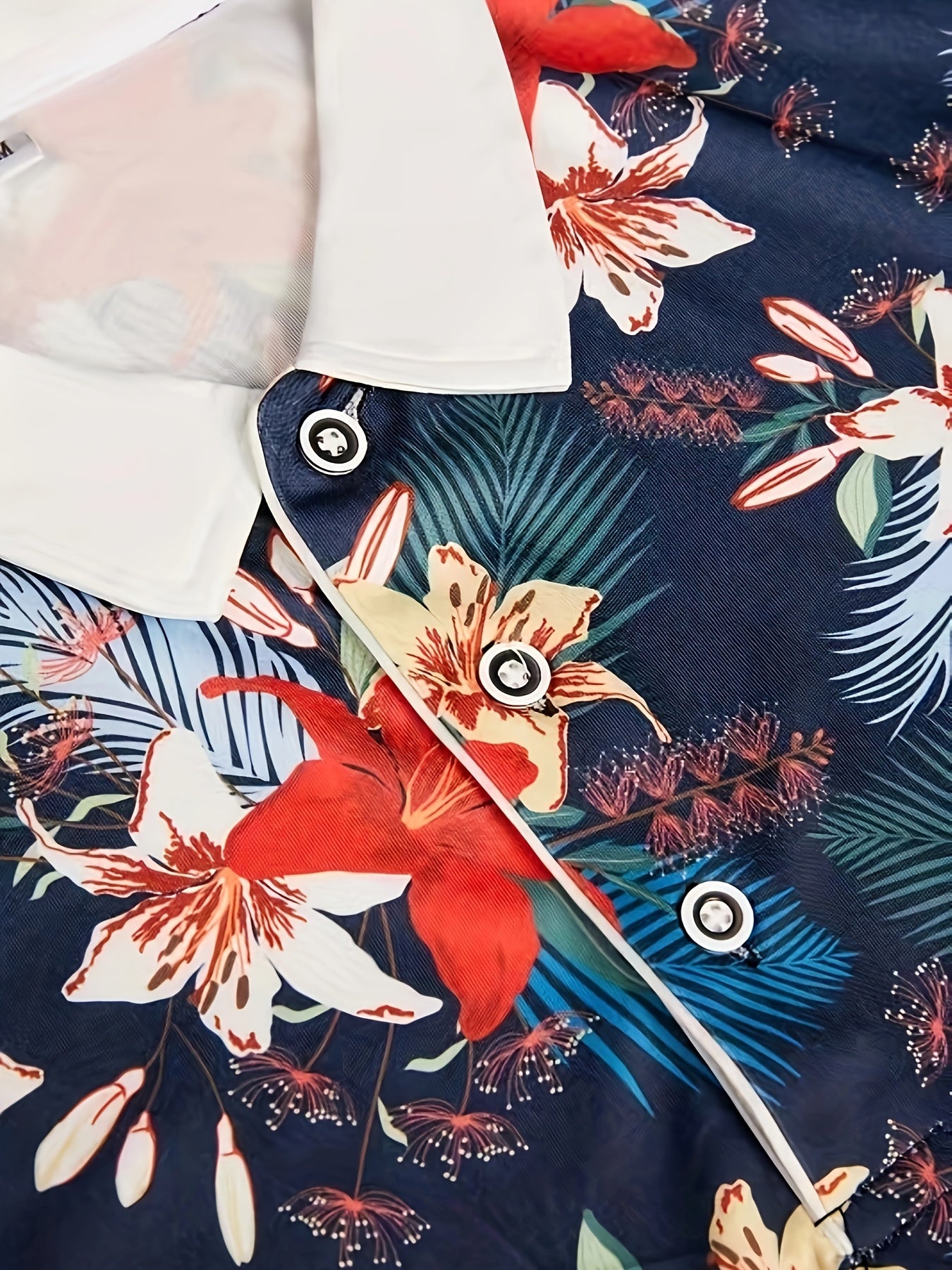 Men's Floral Shirt Casual Button Up Short Sleeve Tee Top