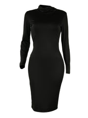Womens Plus Size Long Sleeve Bodycon Midi Dress