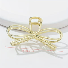 Golden Bowknot Hair Claw Clip Non Slip Strong Hold Grip Hair Jaw Clip