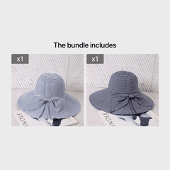Pinstripe Wide Brim Bow Hat for Spring & Summer