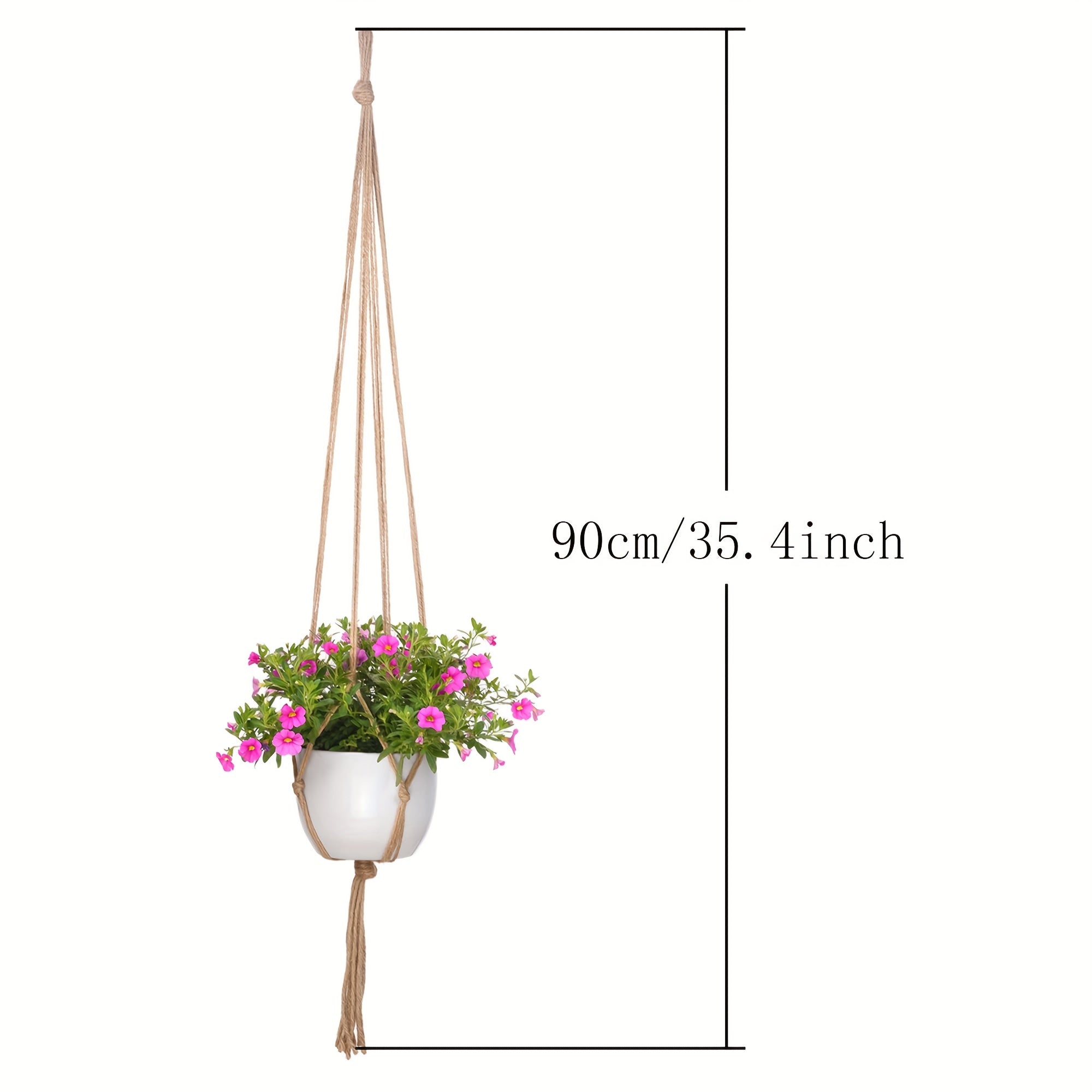 5-10pcs Brown Macrame Plant Hanger 35.4in Modern Tassel Detail Indoor Holder
