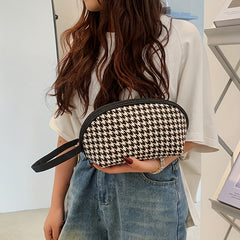 Houndstooth Pattern Makeup Pouch Zipper Cosmetic Bag