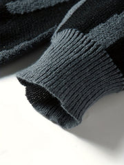 Knitted Letter Print Sweater Men's Casual Warm Crew Neck Pullover