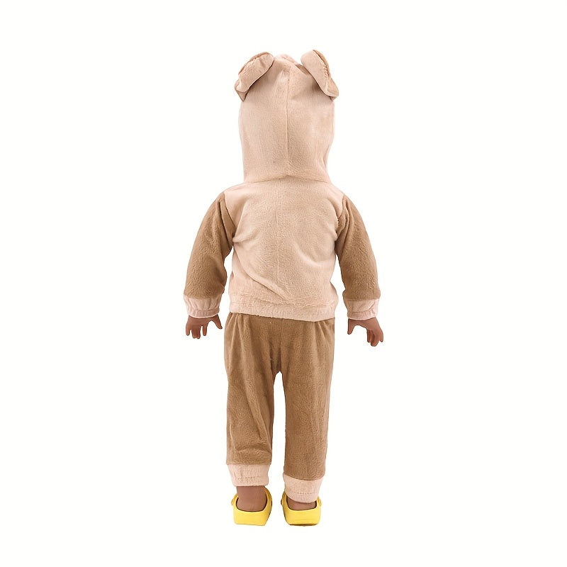 Plush Doll Bear Hoodie & Pants Set Soft Fabric Ideal Gift for Kids