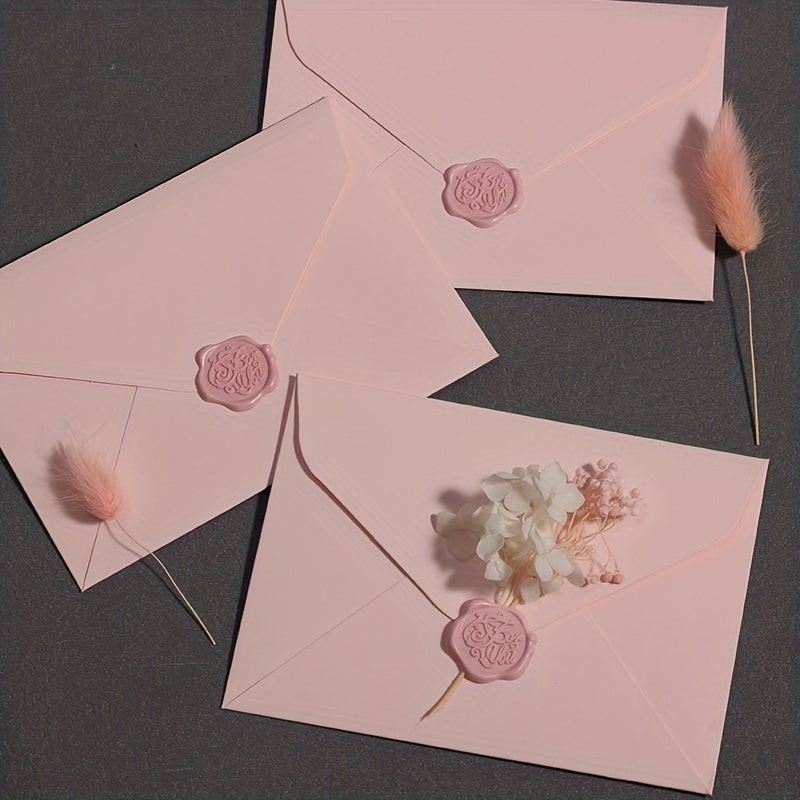 Romantic Pink Envelope Set with Love Letter Wax Seal Sticker