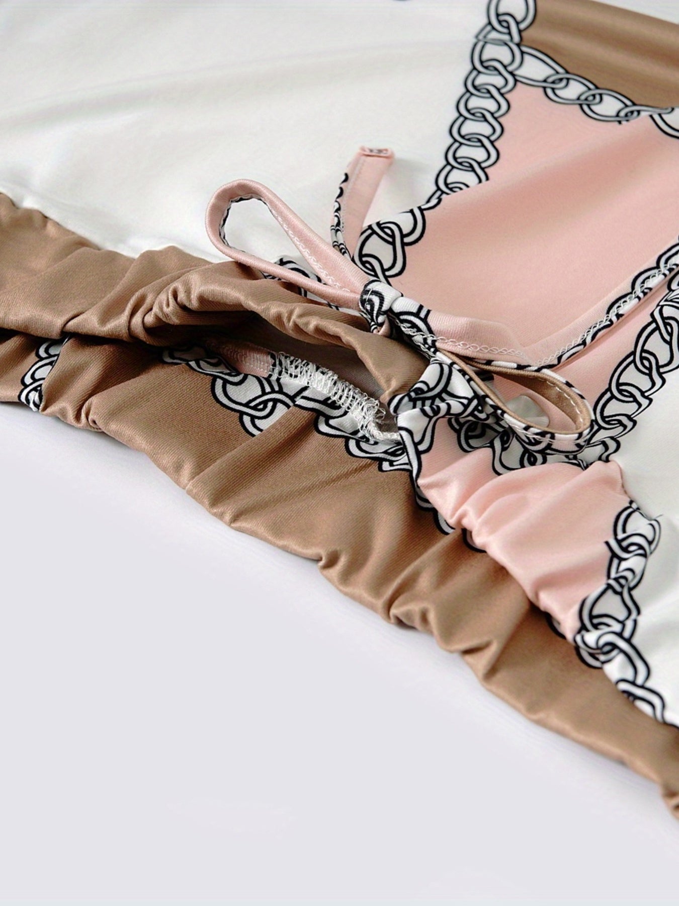  Casual Skirt Chain Print Drawstring Slim Fit Skirt