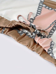  Casual Skirt Chain Print Drawstring Slim Fit Skirt