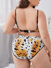  Tie Dye & Leopard Print Longline Bra & Panty Set