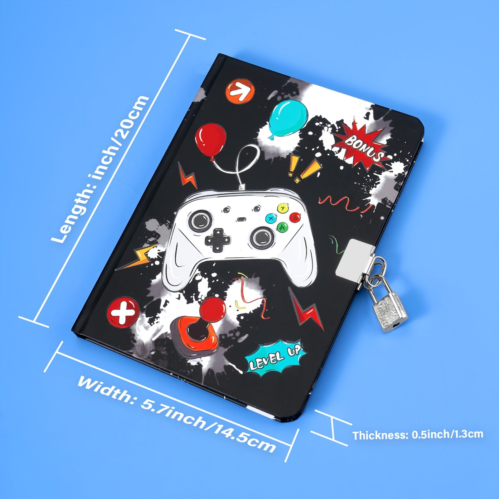 Luminous Hardcover A5 Journal Notebook Lockable Dotted Paper Gaming Controller B