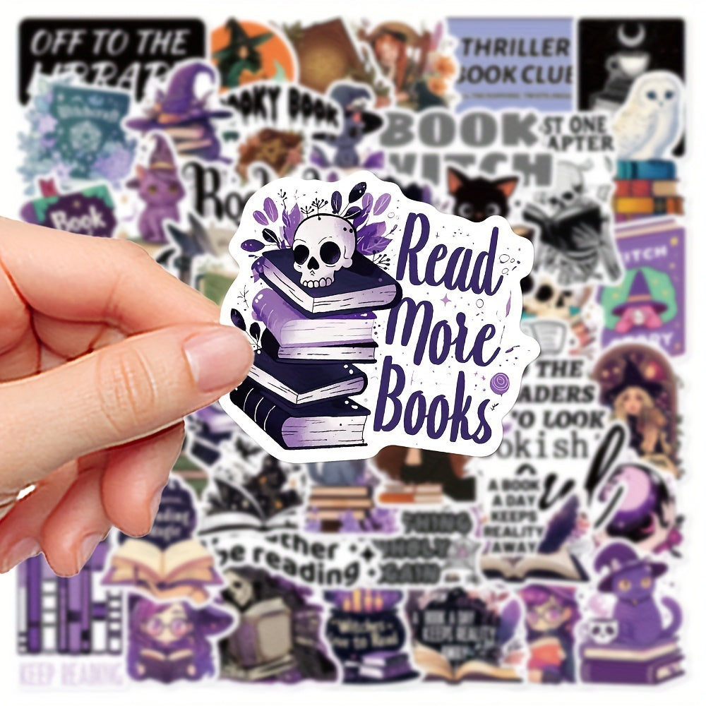 50pcs Book Lover's Stickers Pack Gothic Literary Decor Self Adhesive Pastel