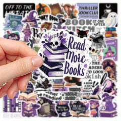 50pcs Book Lover's Stickers Pack Gothic Literary Decor Self Adhesive Pastel