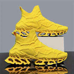Men's High Top Woven Knit Sneakers, Soft Sole, Non Slip Shoes