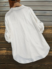  Casual Blouse Women's Plus Roll Up Sleeve Button Up Blouse