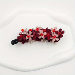 Red Flower Banana Clip Hair Clip For Women