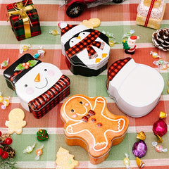 Christmas Gingerbread Man Cookie Box Snowman Tin Box