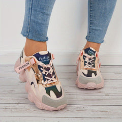 Women's Lace-Up Thick Bottom Sneakers Comfortable Sports Shoes