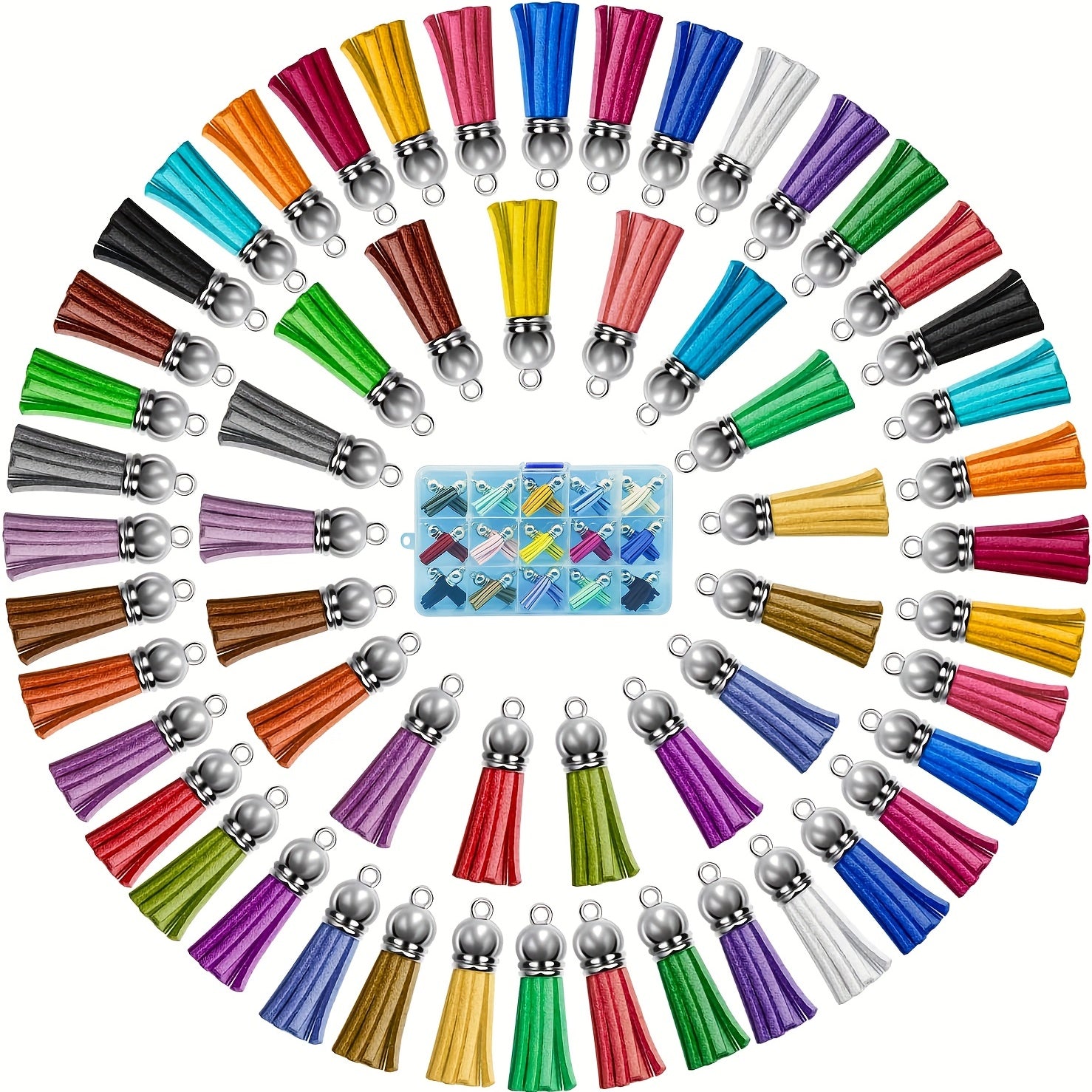30pcs Leather Tassel Keychain Bulk DIY Bracelets Earrings Accessories 15 Colors