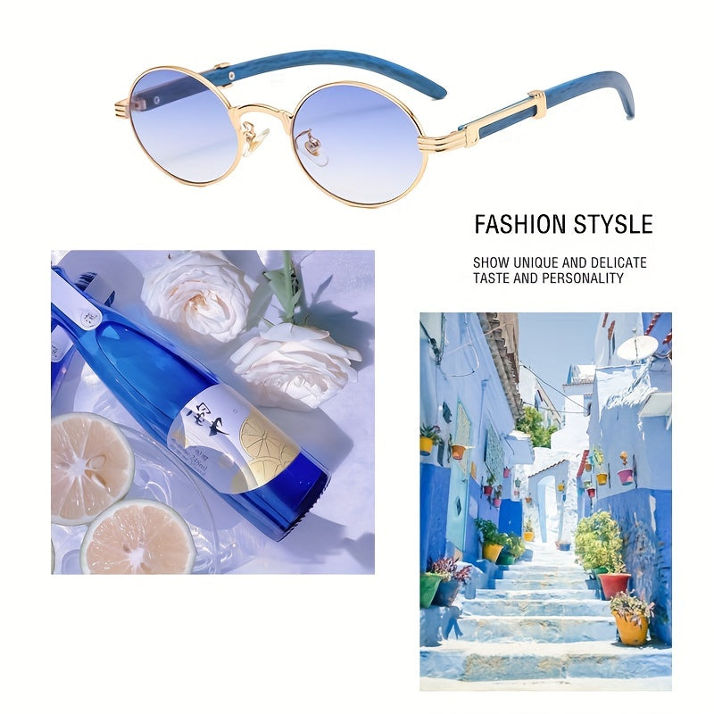 Retro Round Oval Sunglasses Men Wooden Shades