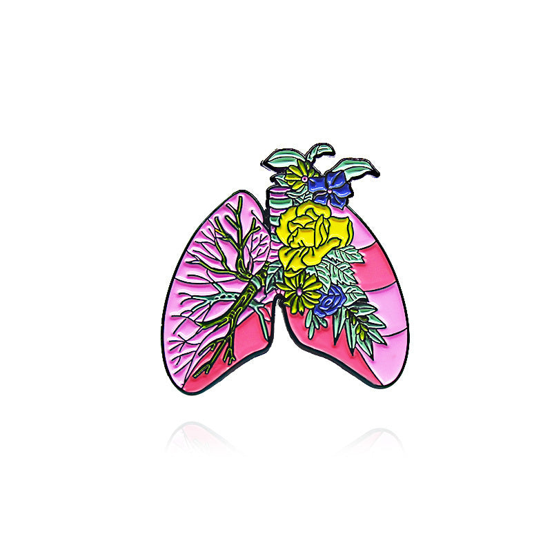 Anatomy Organs Flower Brooch Visceral Skeleton Pin