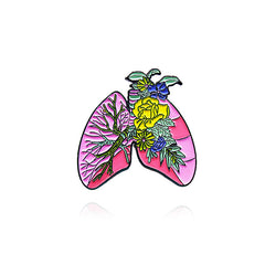 Anatomy Organs Flower Brooch Visceral Skeleton Pin