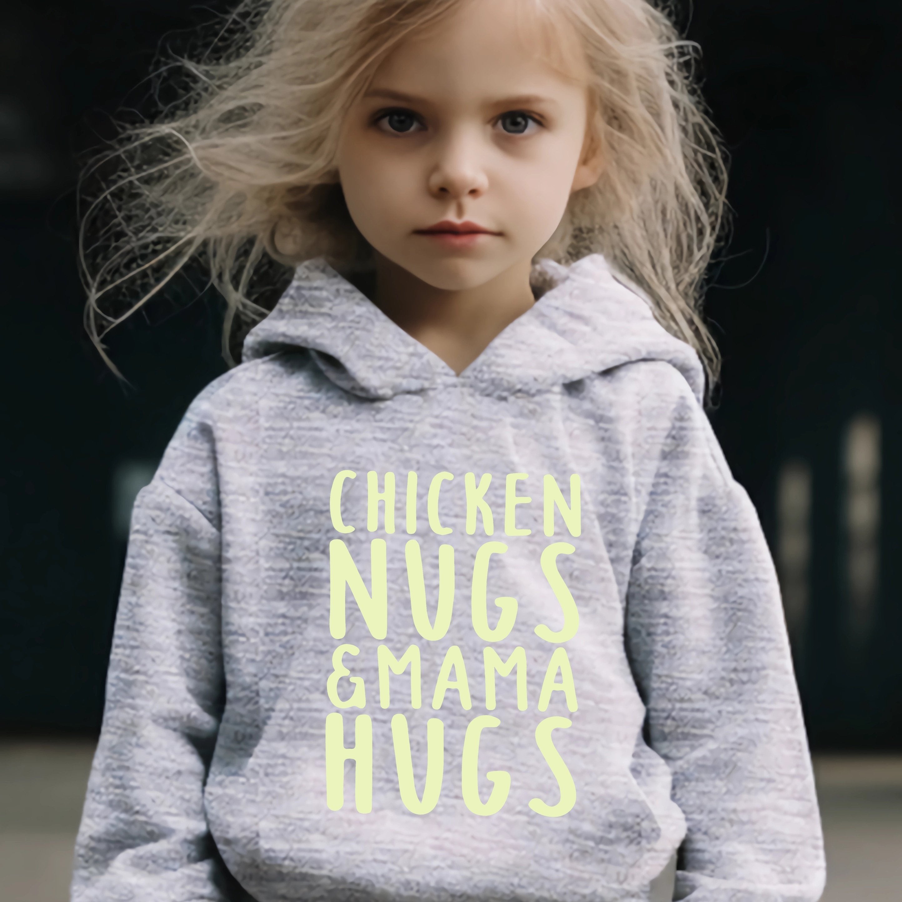 Mama Hug Pattern Hooded Sweatshirt Girls