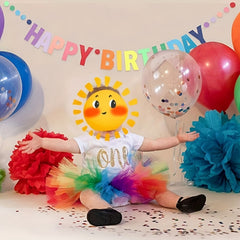 Rainbow Cardboard Banner Gradient Birthday Letter Pull Flag Banner