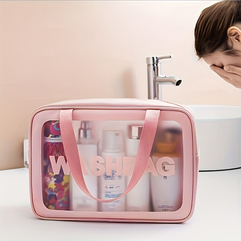 Large Capacity Letter Pattern Makeup Handbag Zipper Cosmetic Bag