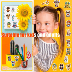 50pcs Cartoon Animal Waterproof Vinyl Stickers for Laptop Skateboard