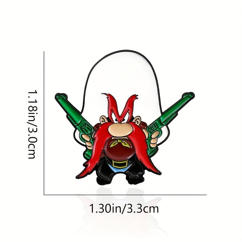 Red Long Beard Hunter Brooch Punk Lapel Pin Accessories