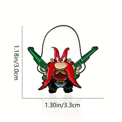 Red Long Beard Hunter Brooch Punk Lapel Pin Accessories