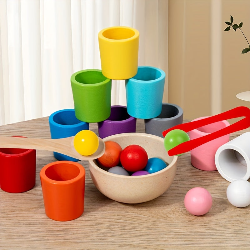 Wooden Classification Toy Set with Cups and Balls