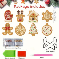 Christmas Diamond Art Coaster Kit - 8 Coasters & Holder Set